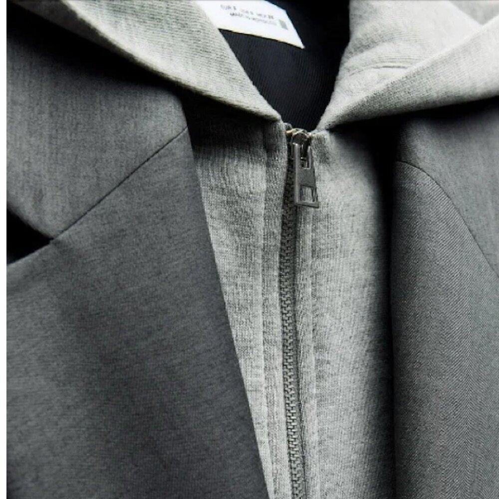 BLOGGER'S FAVE! Zara Hooded Blazer Gray NWT - Picture 12 of 14